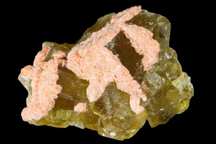 Yellow Cubic Fluorite With Pink Barite - Morocco #173969